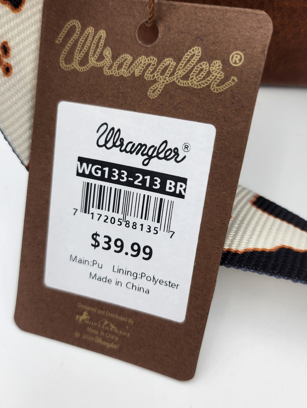 Wrangler Cowhide-Print Canvas Crossbody Bag in Brown & White ♡ NWT - Picture 2 of 7
